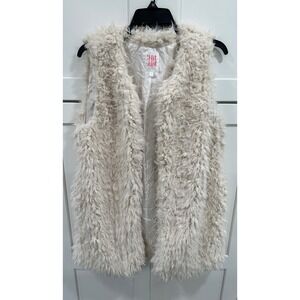Hit List Faux Fur Vest Sleeveless Shaggy Cozy‎ Layering Cream Size L